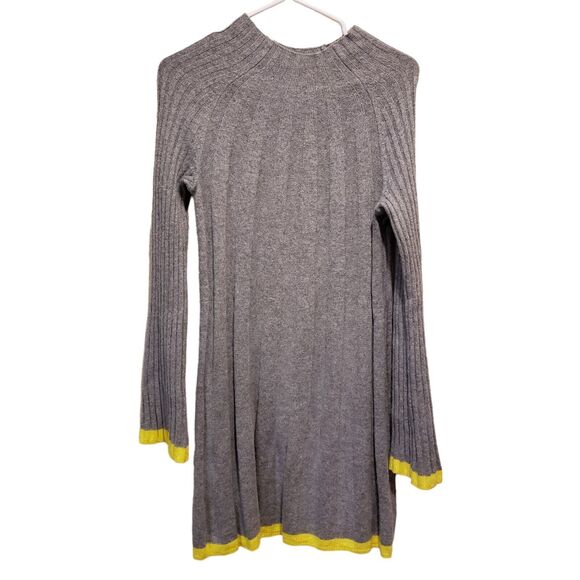 WOMENS ANTHROPOLOGIE GRAY KNIT DRESS WITH YELLOW TRIM SIZE X SMALL - Picture 4 of 8